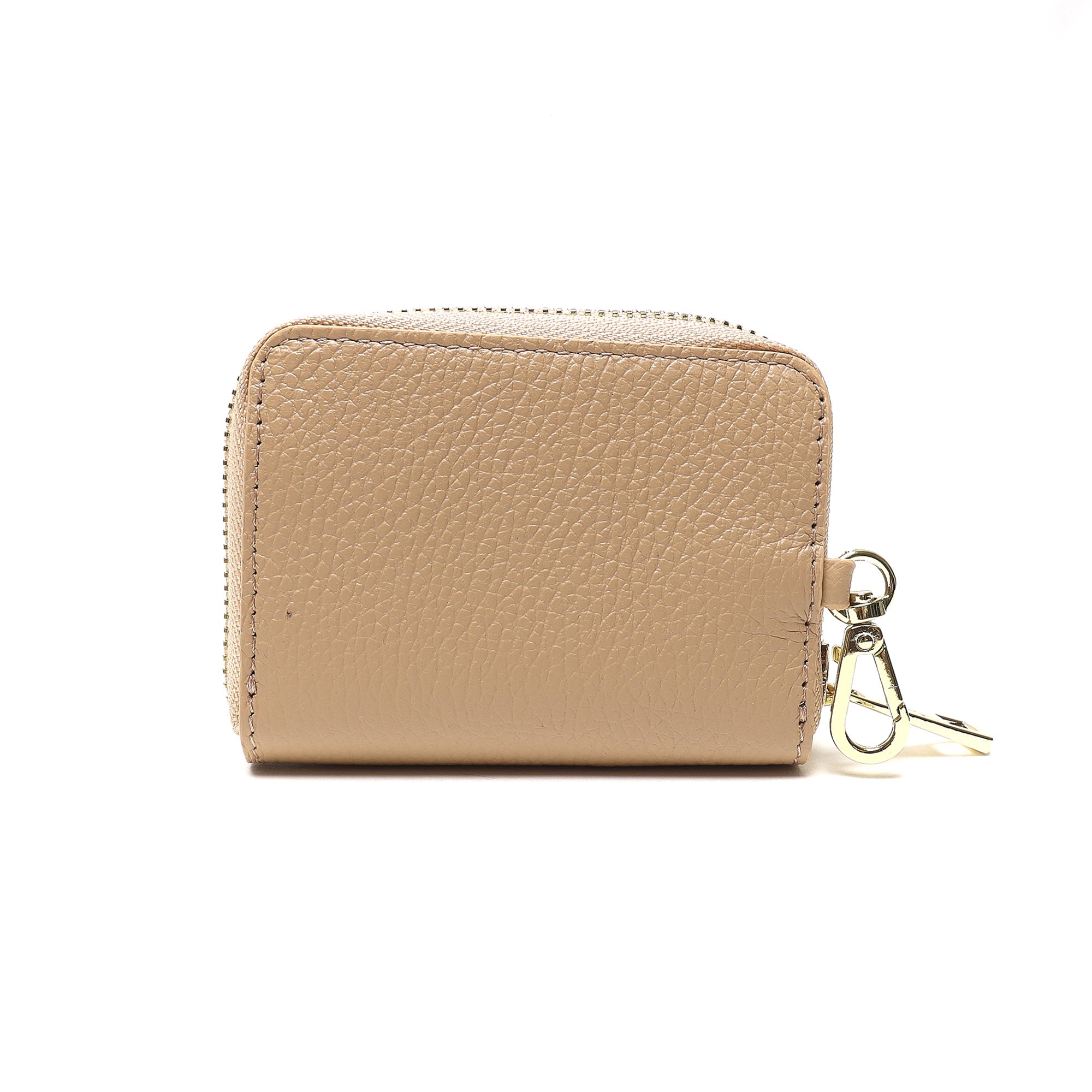 Portadocumenti Donna in Vera Pelle Made in Italy con Zip e Moschettone Oro