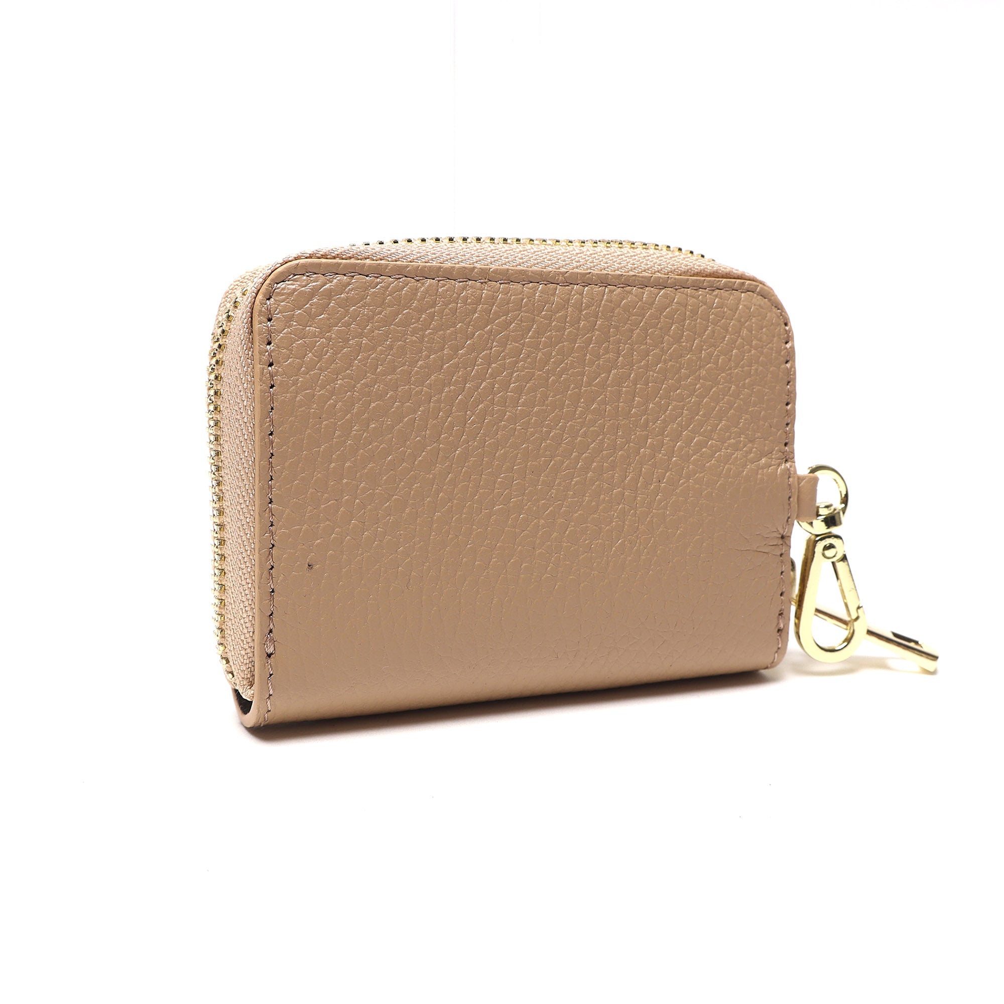 Portadocumenti Donna in Vera Pelle Made in Italy con Zip e Moschettone Oro
