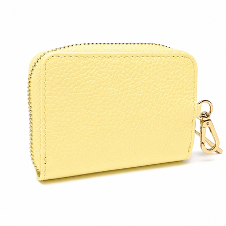 Portadocumenti Donna in Vera Pelle Made in Italy con Zip e Moschettone Oro
