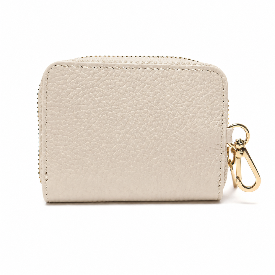 Portadocumenti Donna in Vera Pelle Made in Italy con Zip e Moschettone Oro
