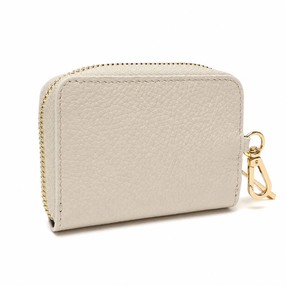 Portadocumenti Donna in Vera Pelle Made in Italy con Zip e Moschettone Oro