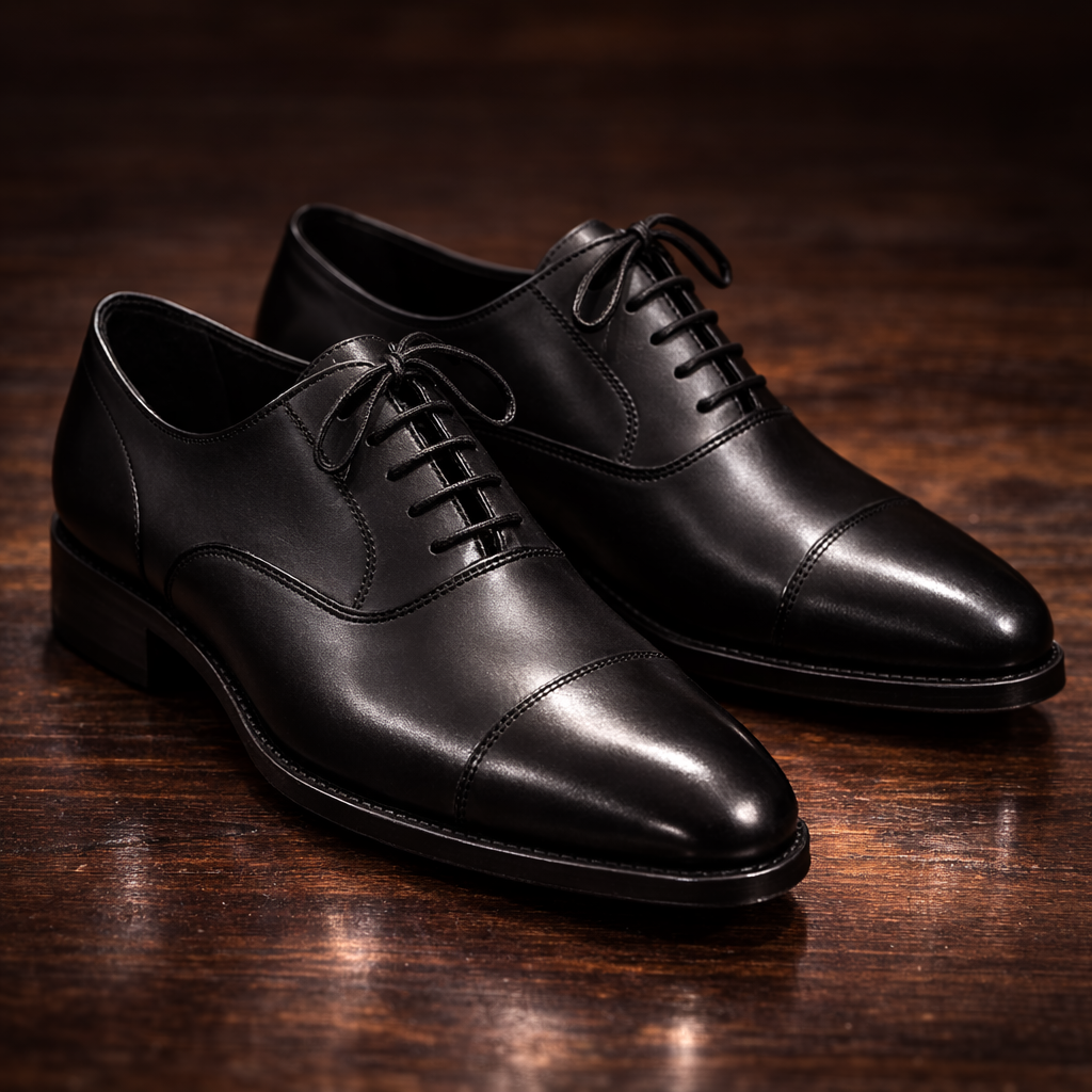 Scarpe - Francesina derby cap toe da uomo in fiore di vitello