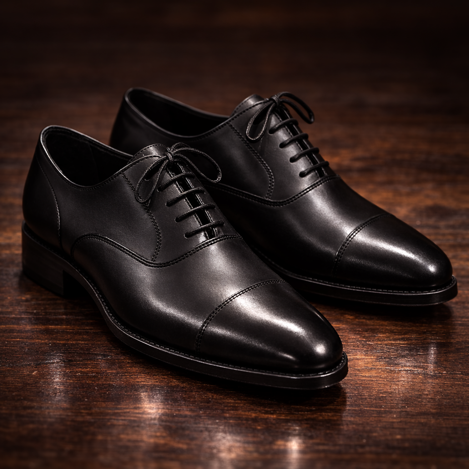 Scarpe - Francesina derby cap toe da uomo in fiore di vitello