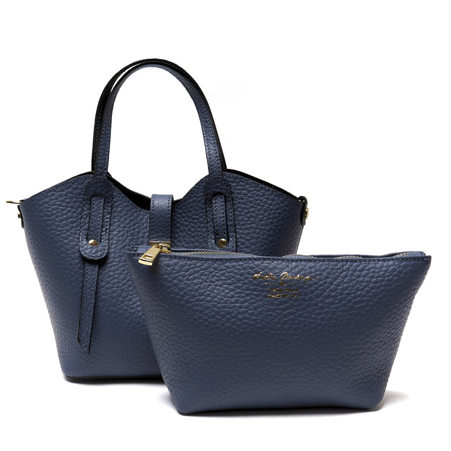 Borsa a mano in vera pelle pieno fiore - Made in Italy - con tracolla