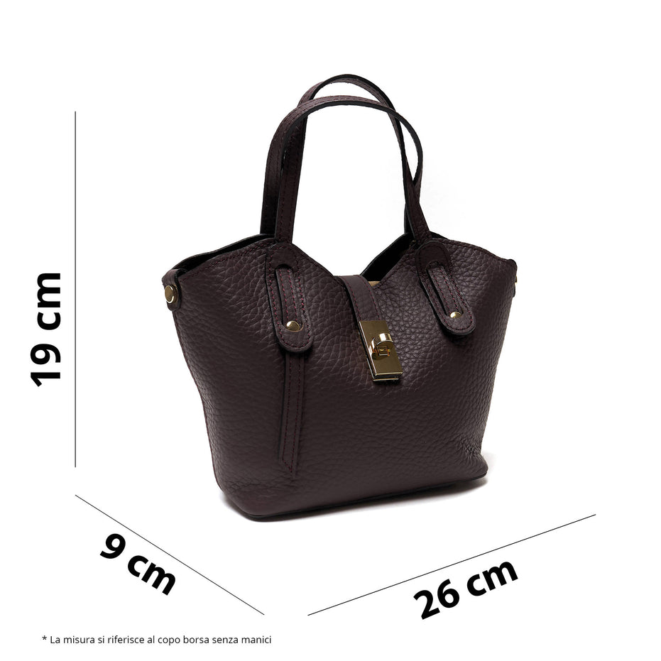 Borsa a mano in vera pelle pieno fiore - Made in Italy - con tracolla