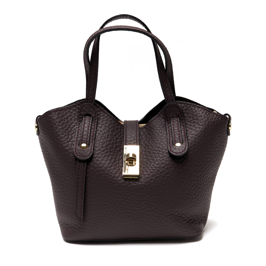 Borsa a mano in vera pelle pieno fiore - Made in Italy - con tracolla