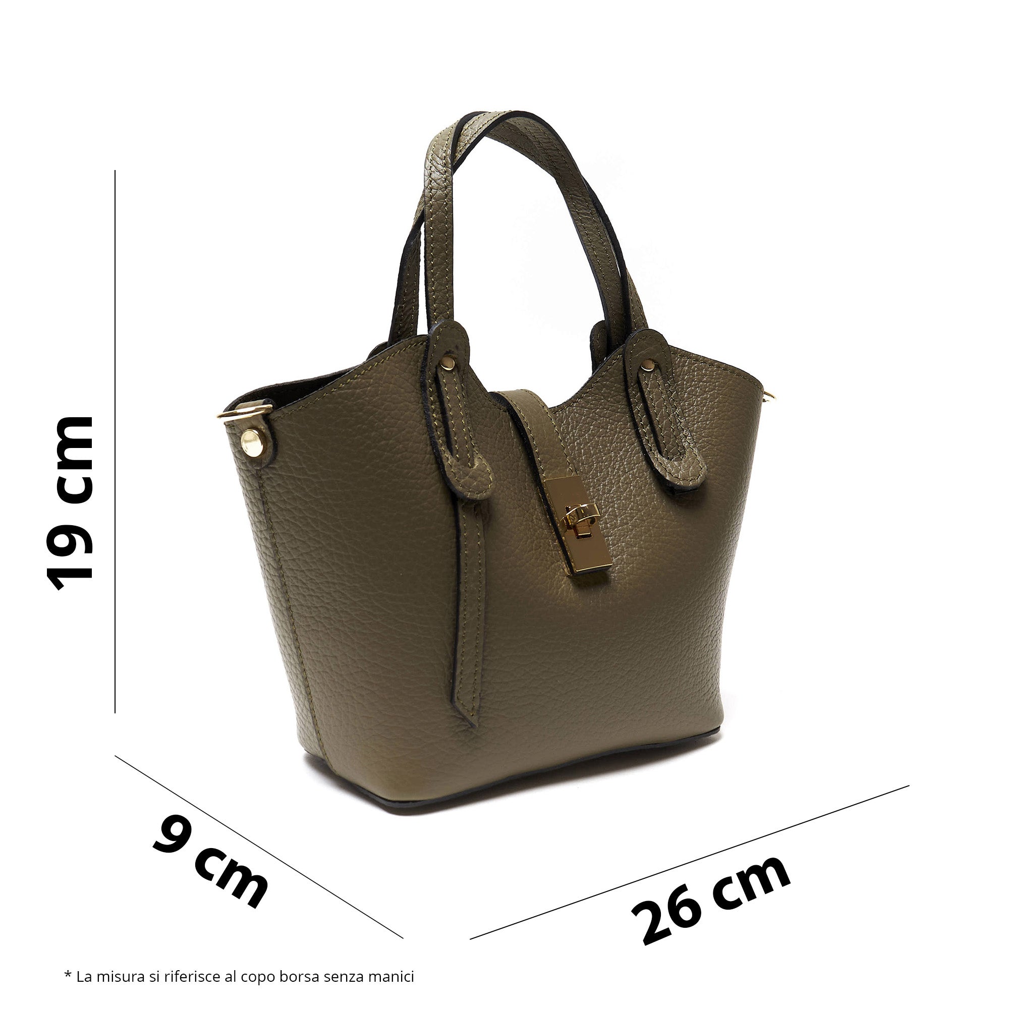Borsa a mano in vera pelle pieno fiore - Made in Italy - con tracolla