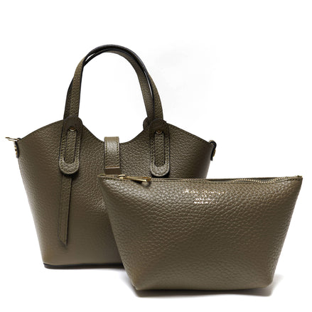 Borsa a mano in vera pelle pieno fiore - Made in Italy - con tracolla