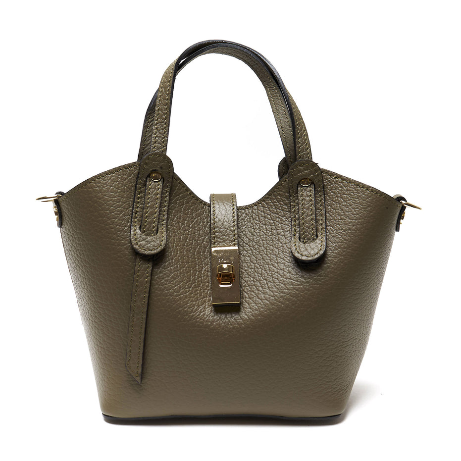 Borsa a mano in vera pelle pieno fiore - Made in Italy - con tracolla