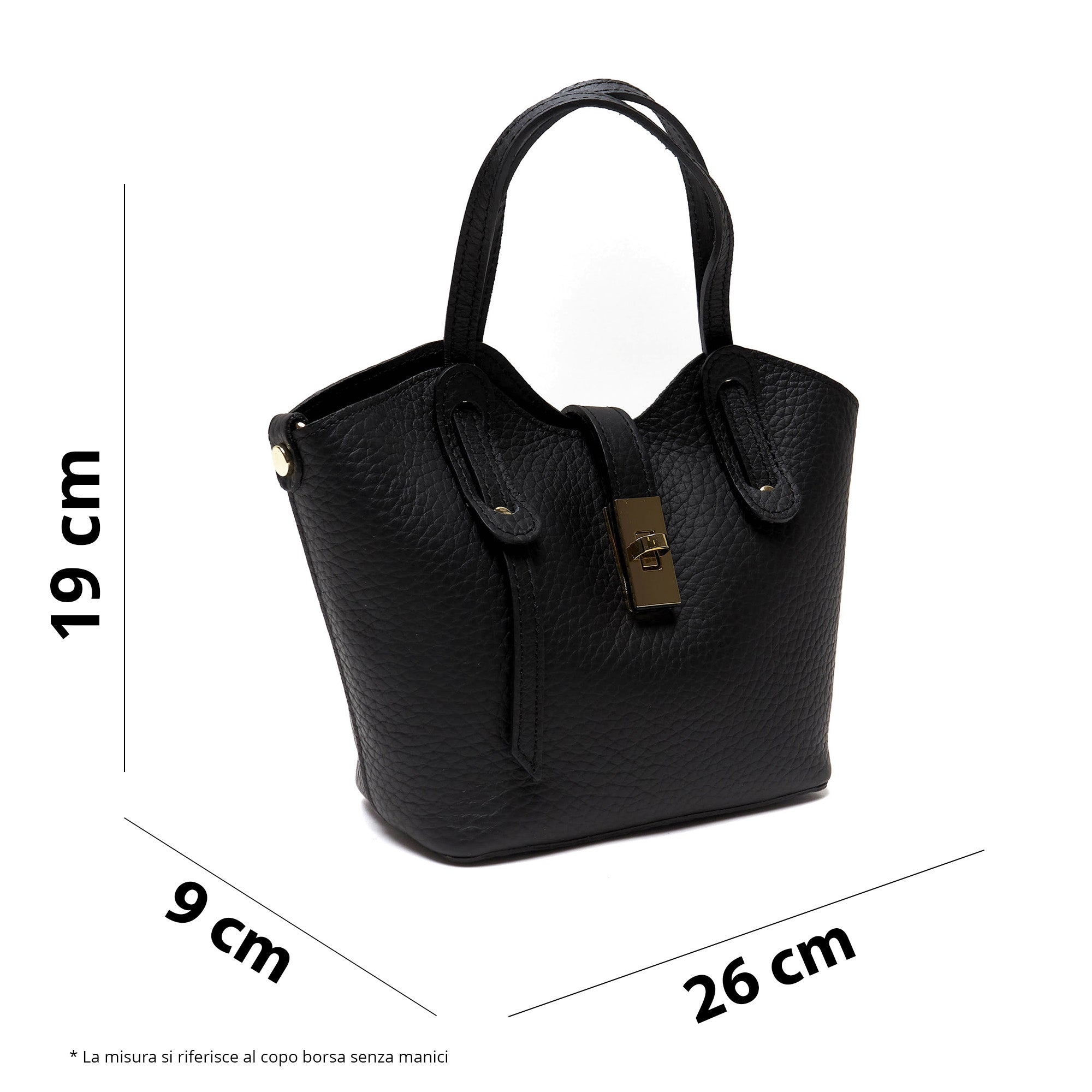 Borsa a mano in vera pelle pieno fiore - Made in Italy - con tracolla