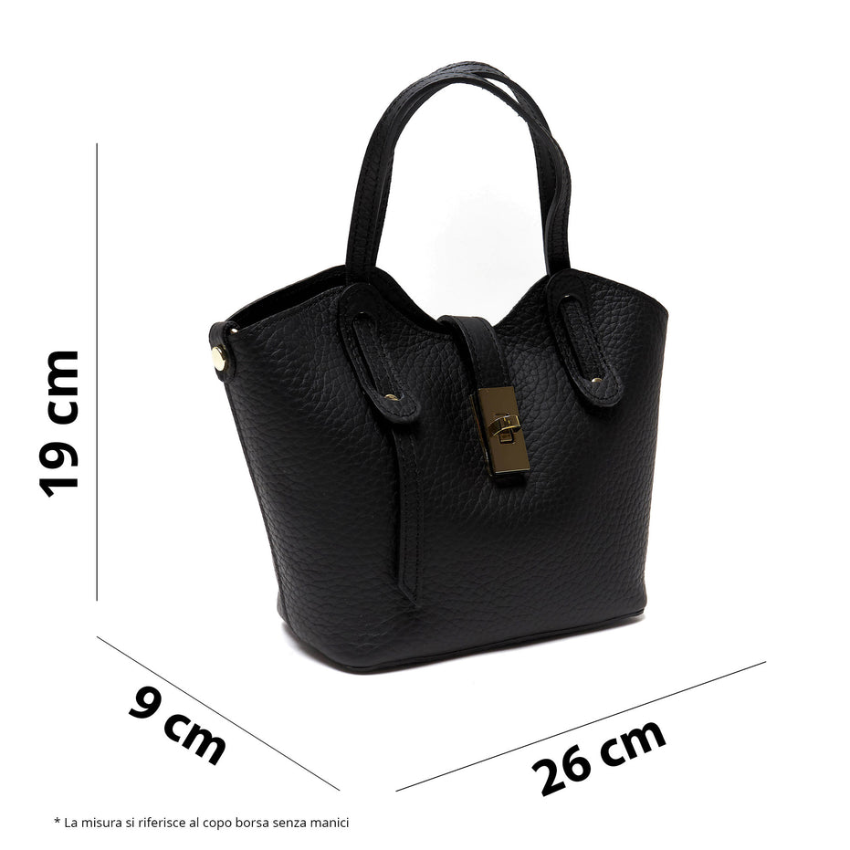 Borsa a mano in vera pelle pieno fiore - Made in Italy - con tracolla
