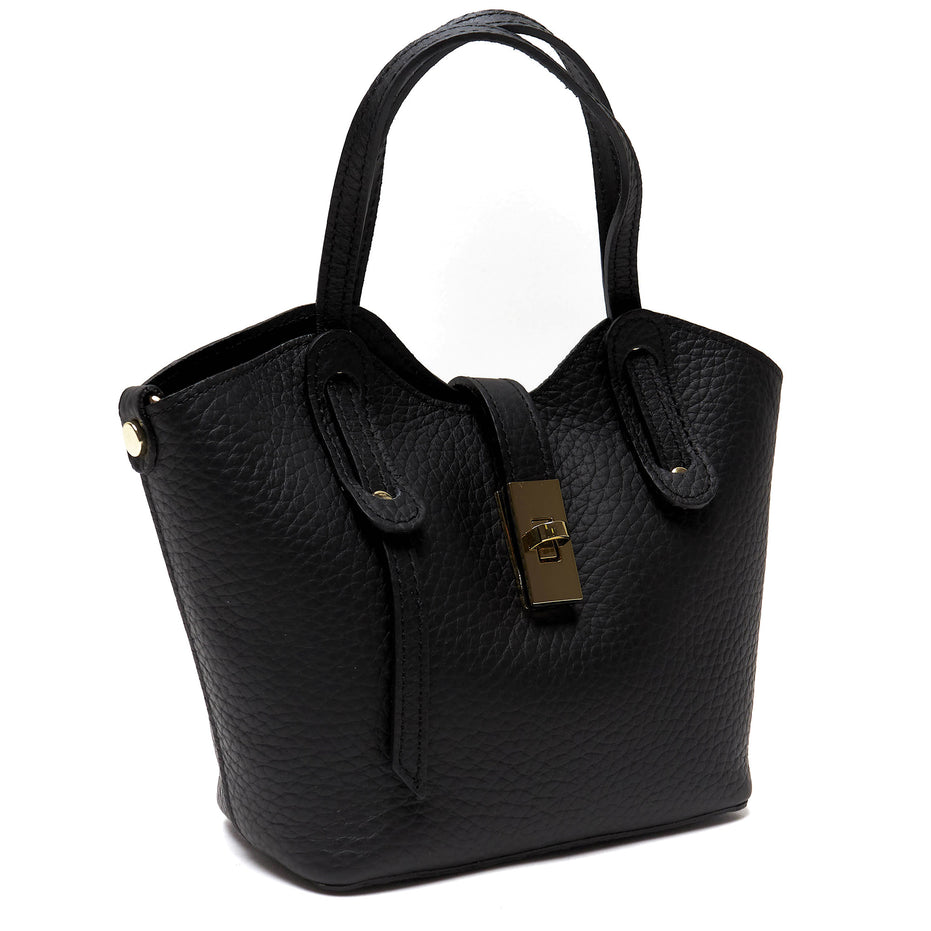 Borsa a mano in vera pelle pieno fiore - Made in Italy - con tracolla