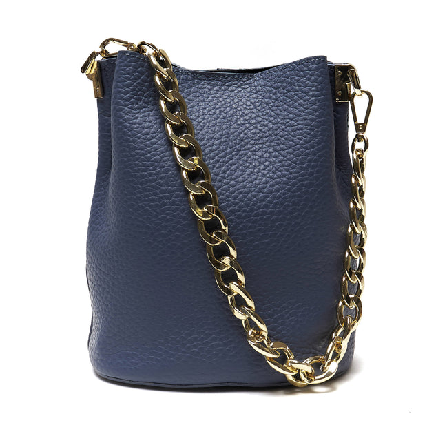 Borsa Secchiello Donna in Vera Pelle Pieno Fiore Made in Italy con Catena