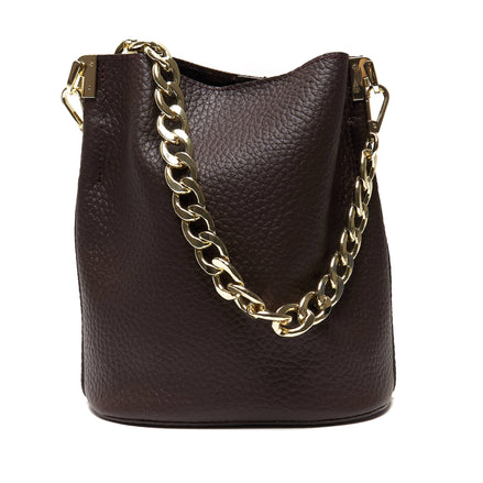 Borsa Secchiello Donna in Vera Pelle Pieno Fiore Made in Italy con Catena