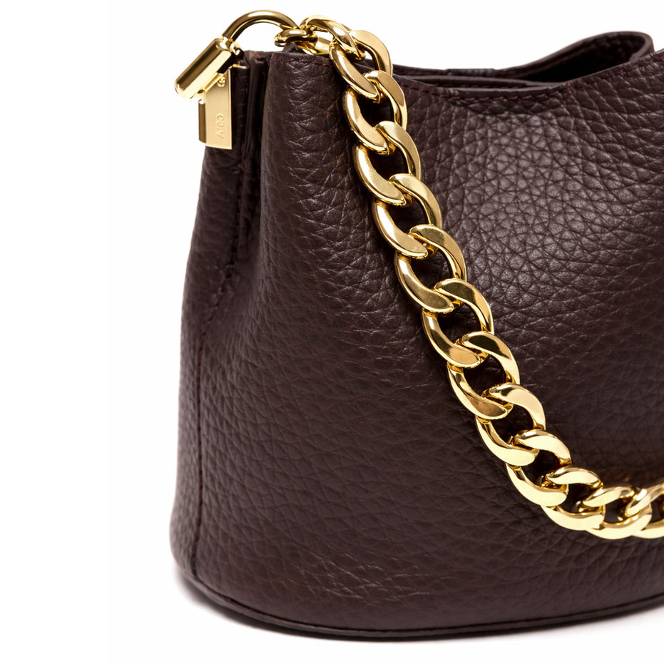 Borsa Secchiello Donna in Vera Pelle Pieno Fiore Made in Italy con Catena