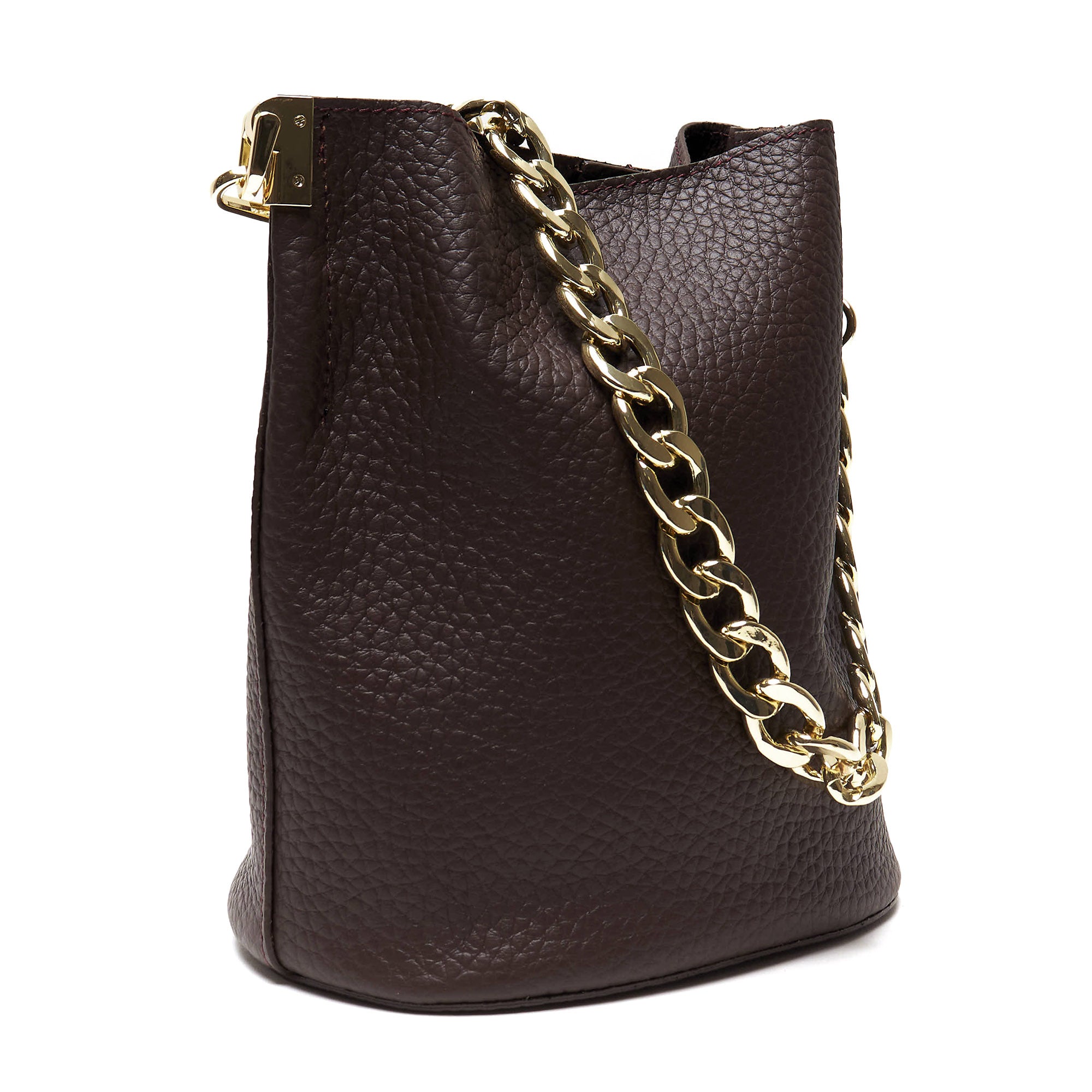 Borsa Secchiello Donna in Vera Pelle Pieno Fiore Made in Italy con Catena