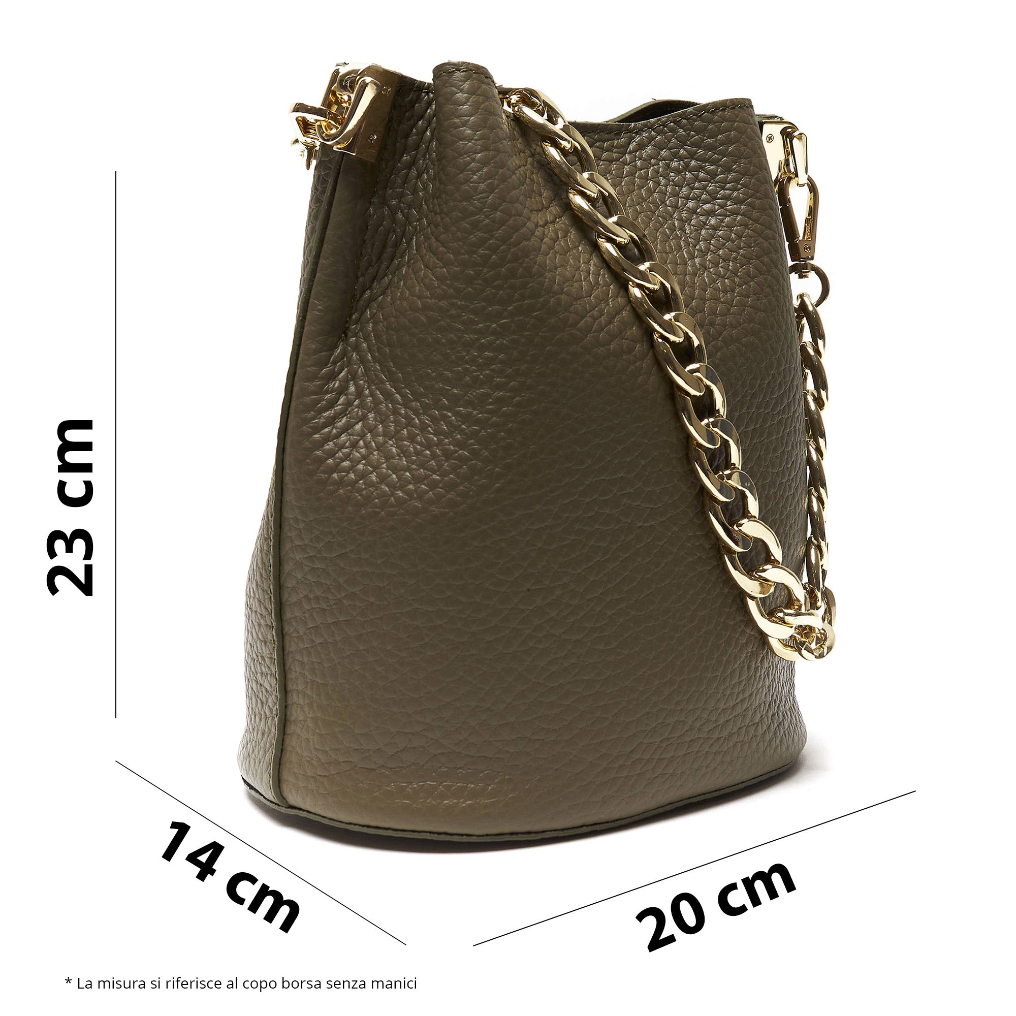Borsa Secchiello Donna in Vera Pelle Pieno Fiore Made in Italy con Catena