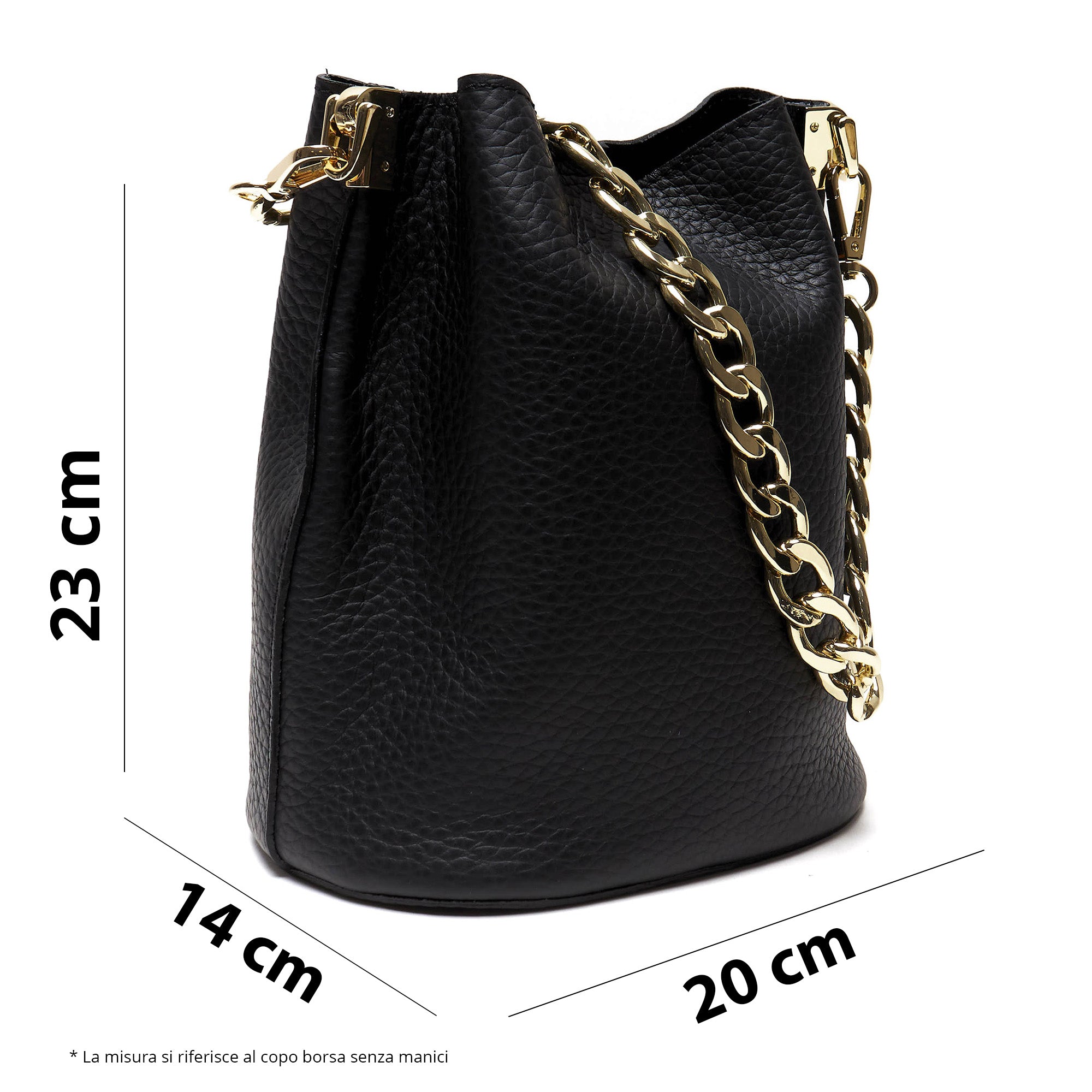 Borsa Secchiello Donna in Vera Pelle Pieno Fiore Made in Italy con Catena