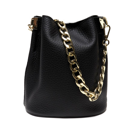Borsa Secchiello Donna in Vera Pelle Pieno Fiore Made in Italy con Catena