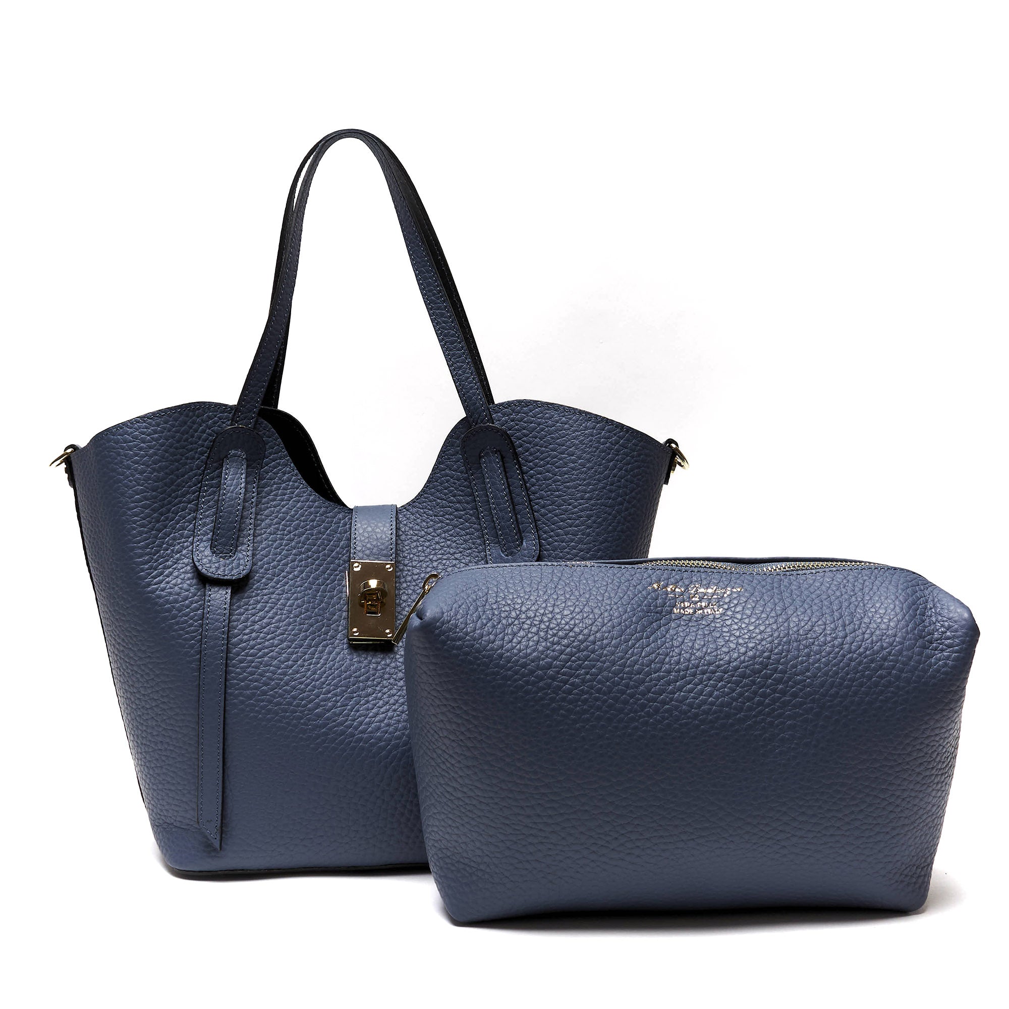 Borsa Shopper Donna in Vera Pelle Pieno Fiore | Made in Italy con Pochette