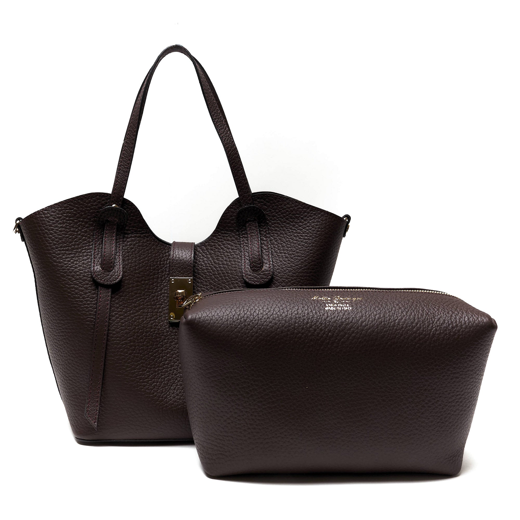 Borsa Shopper Donna in Vera Pelle Pieno Fiore | Made in Italy con Pochette
