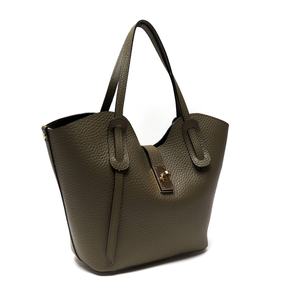 Borsa Shopper Donna in Vera Pelle Pieno Fiore | Made in Italy con Pochette