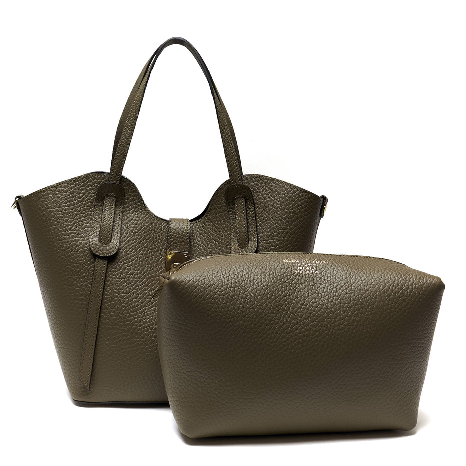 Borsa Shopper Donna in Vera Pelle Pieno Fiore | Made in Italy con Pochette