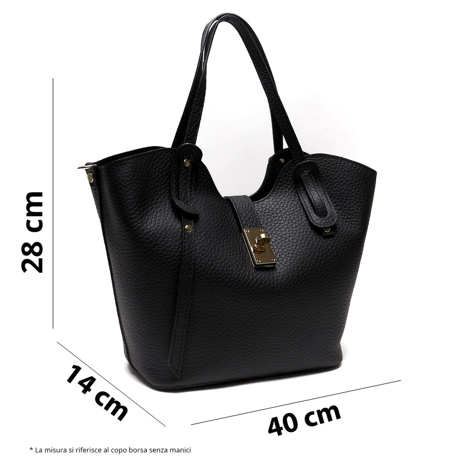 Borsa Shopper Donna in Vera Pelle Pieno Fiore | Made in Italy con Pochette