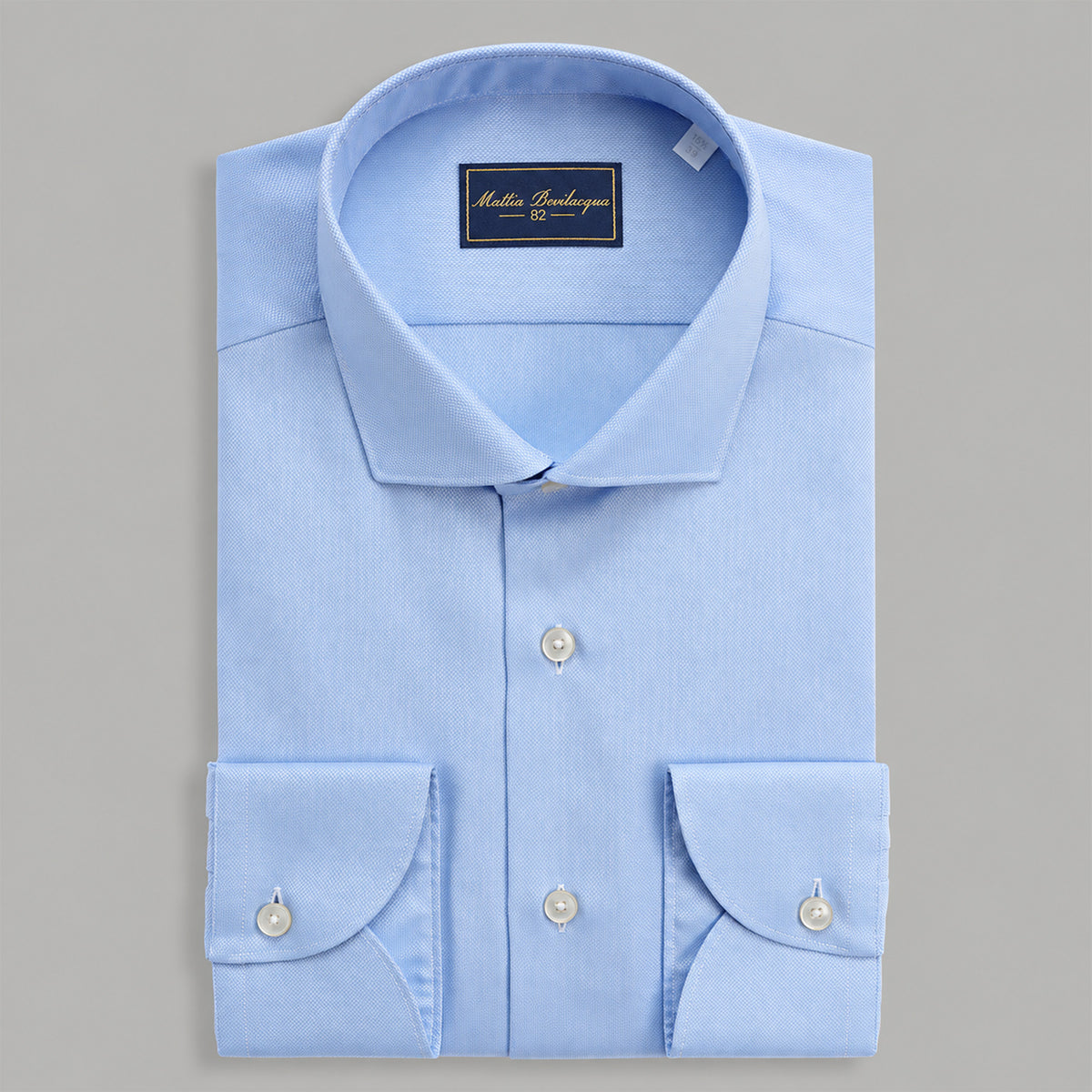 Camicia Uomo Travel in Twill Celeste con Collo Italiano