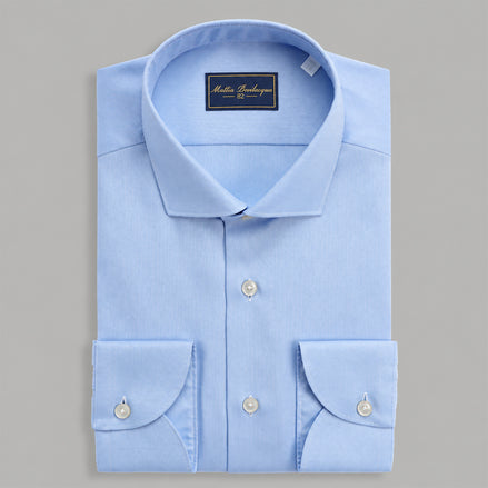 Camicia Uomo Travel in Twill Celeste con Collo Italiano