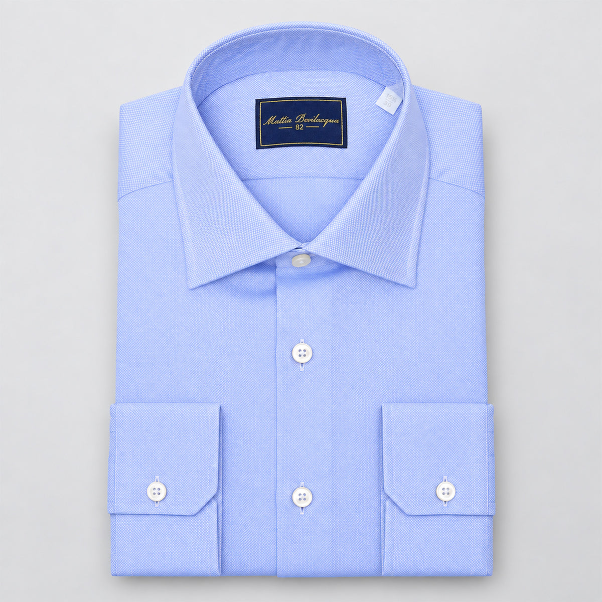 Camicia Uomo Travel in Twill Celeste con Collo Italiano