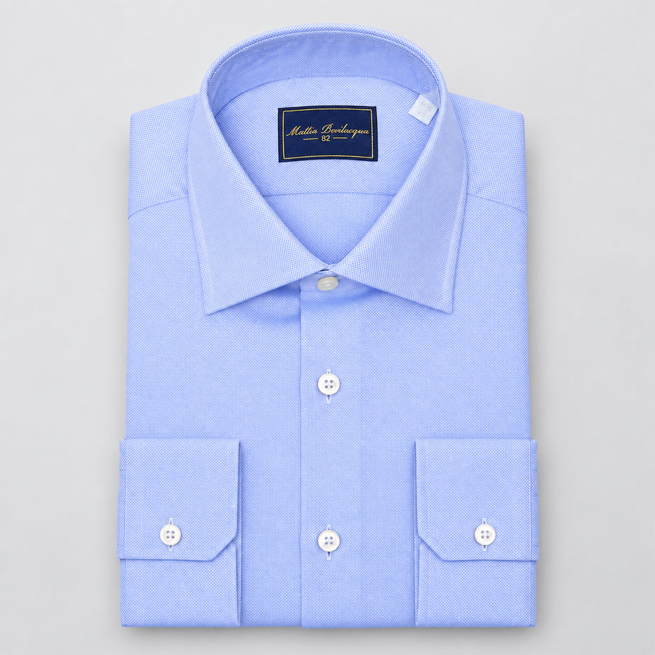 Camicia Uomo Travel in Twill Celeste con Collo Italiano