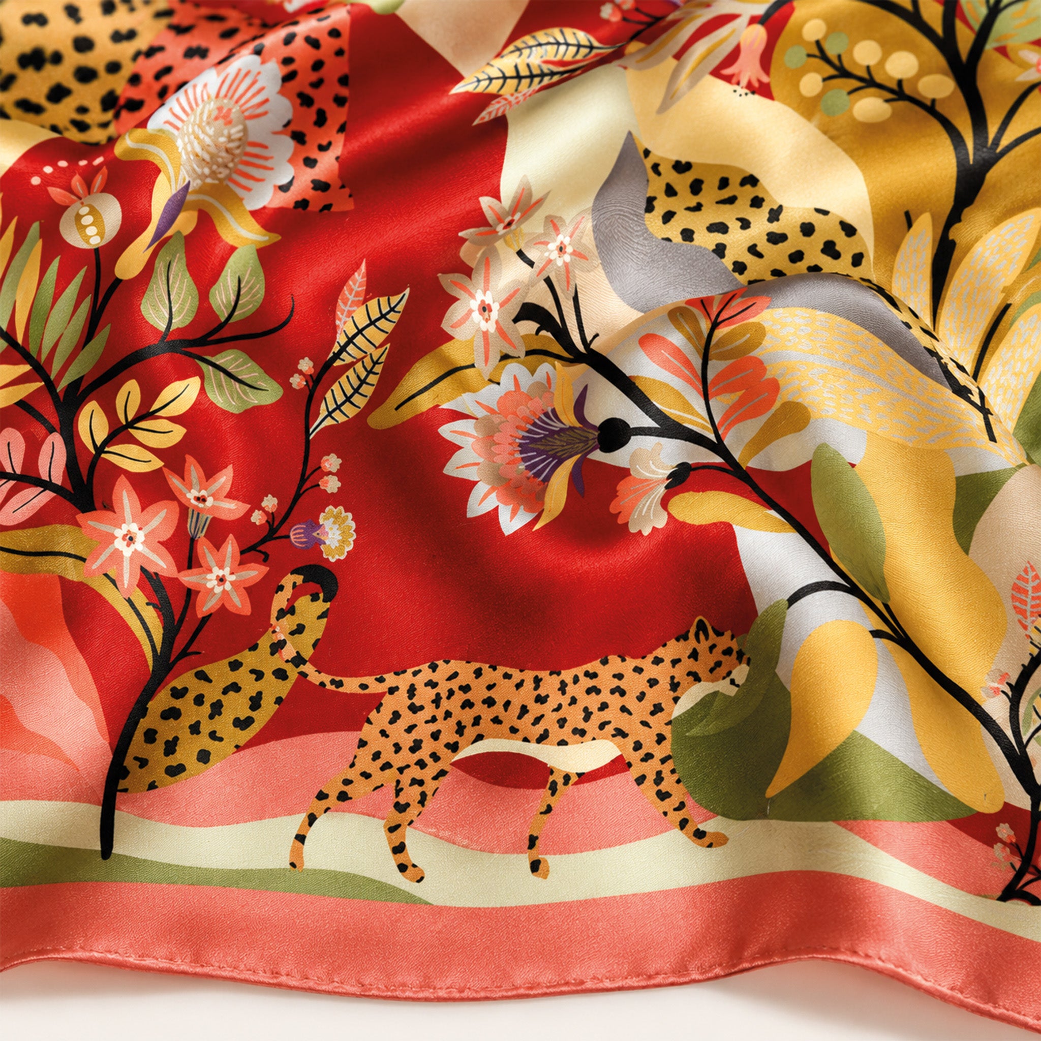 Foulard donna in pura seta – Stampa Animalier Botanico