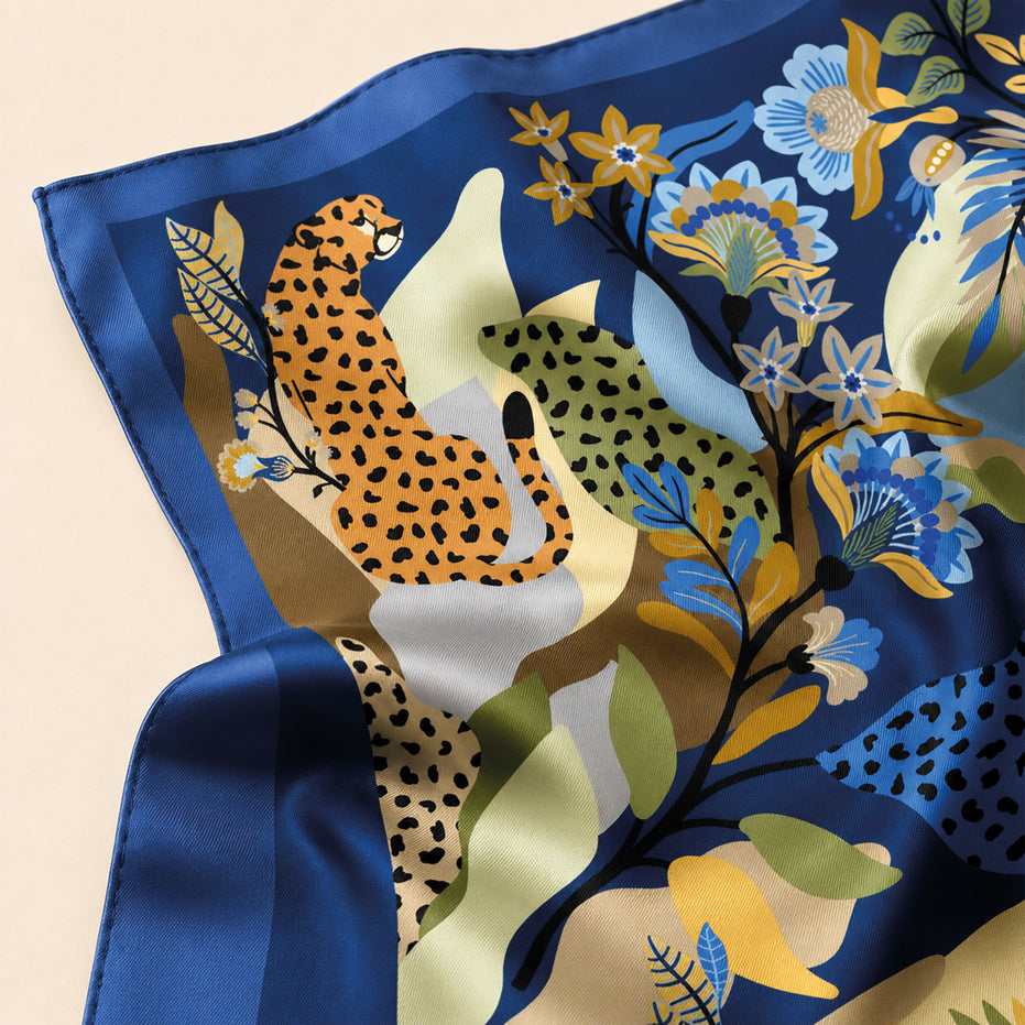 Foulard donna in pura seta – Stampa Animalier Botanico