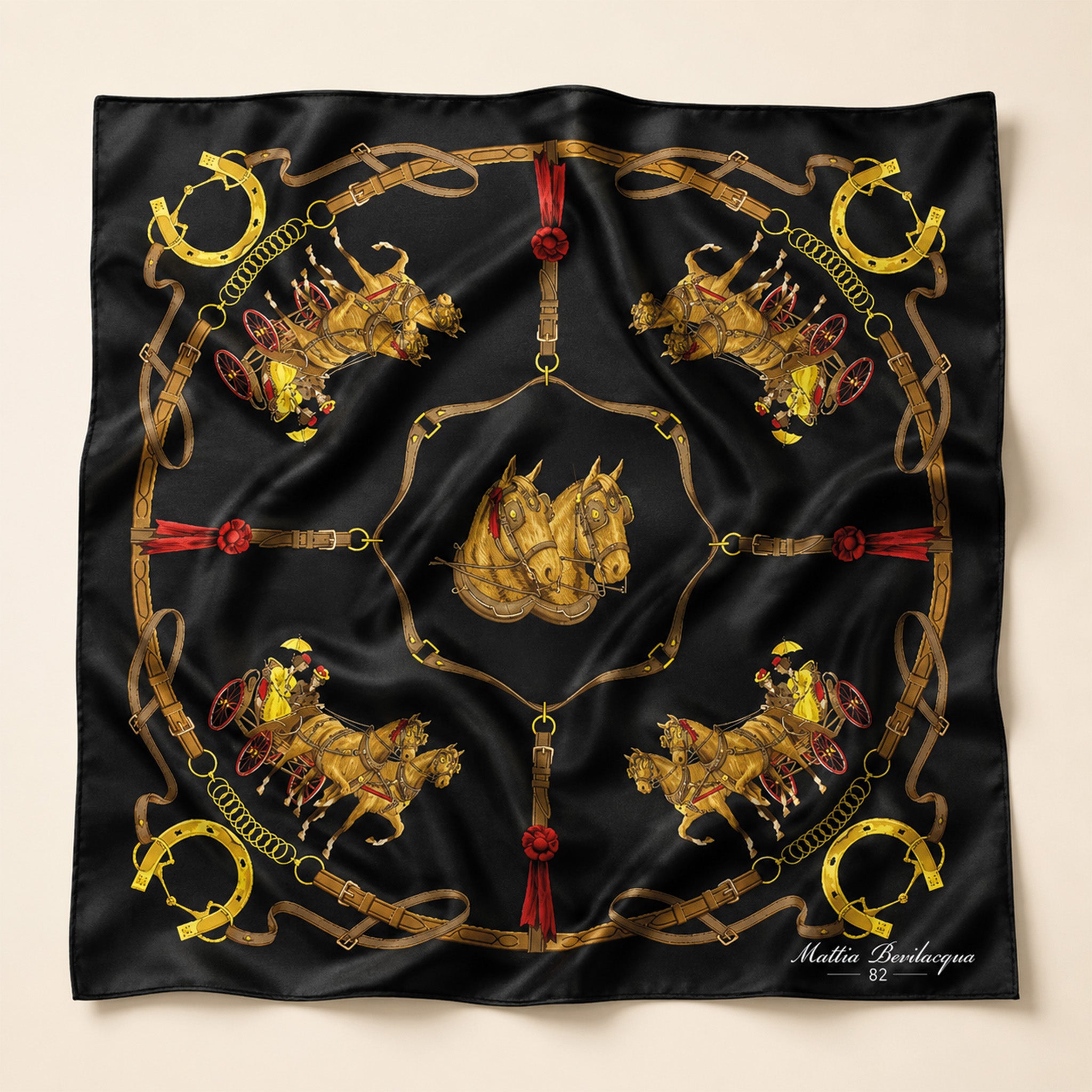 Foulard donna in pura seta – Stampa Horses