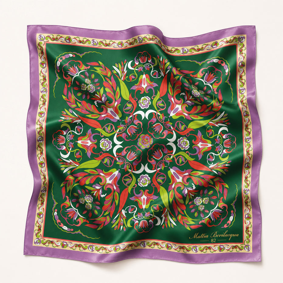 Foulard donna in pura seta – Stampa Labirinto Reale