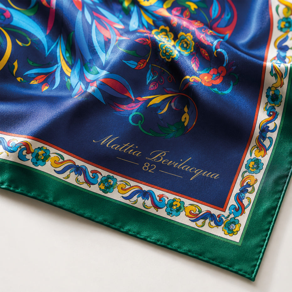 Foulard donna in pura seta – Stampa Labirinto Reale