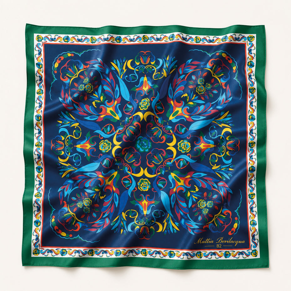Foulard donna in pura seta – Stampa Labirinto Reale