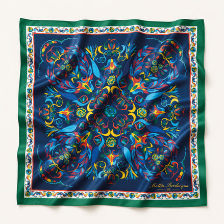 Foulard donna in pura seta – Stampa Labirinto Reale