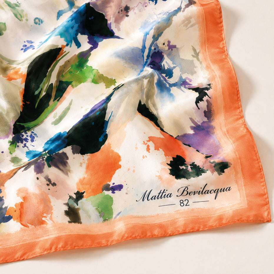 Foulard donna in pura seta – Stampa Watercolor Floral