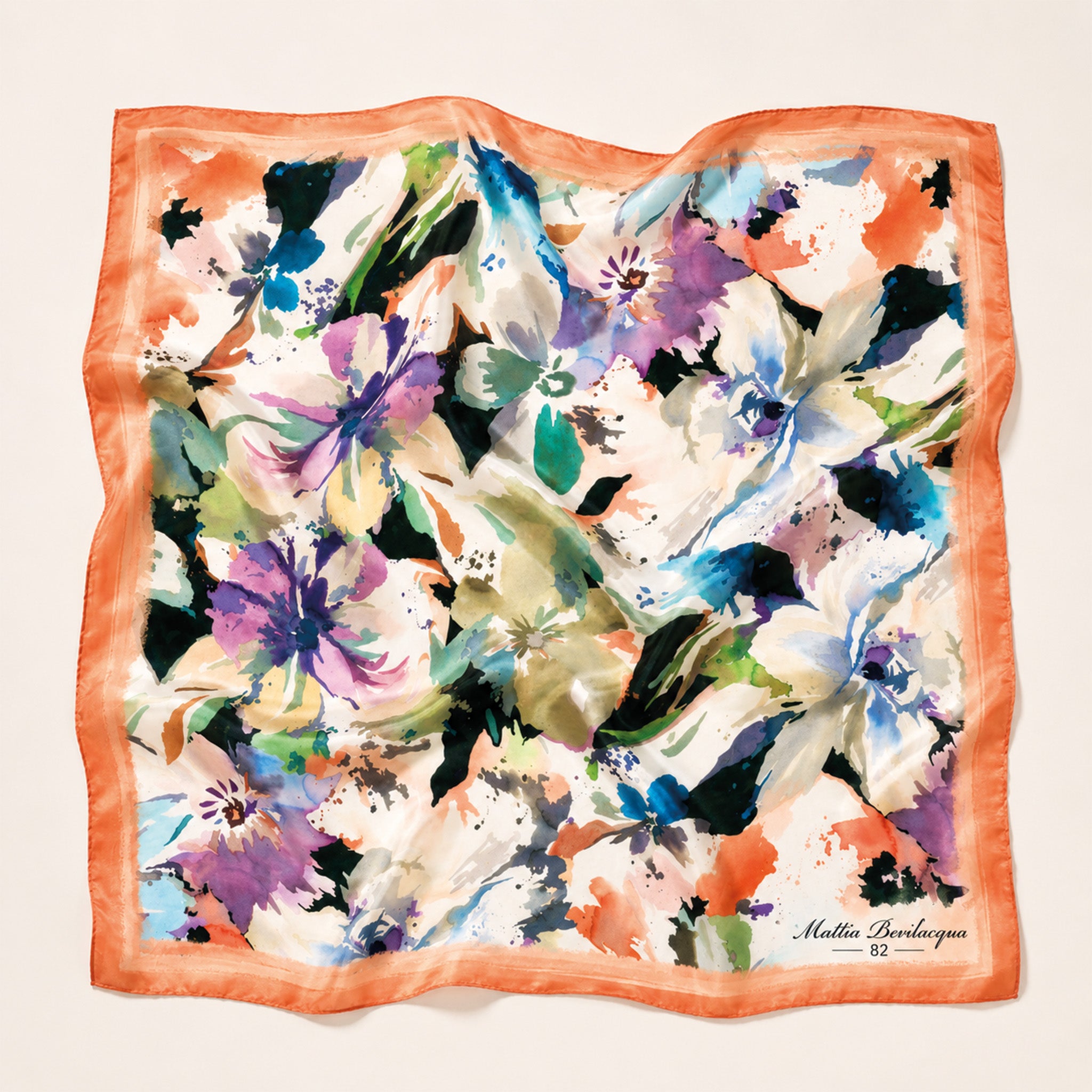 Foulard donna in pura seta – Stampa Watercolor Floral
