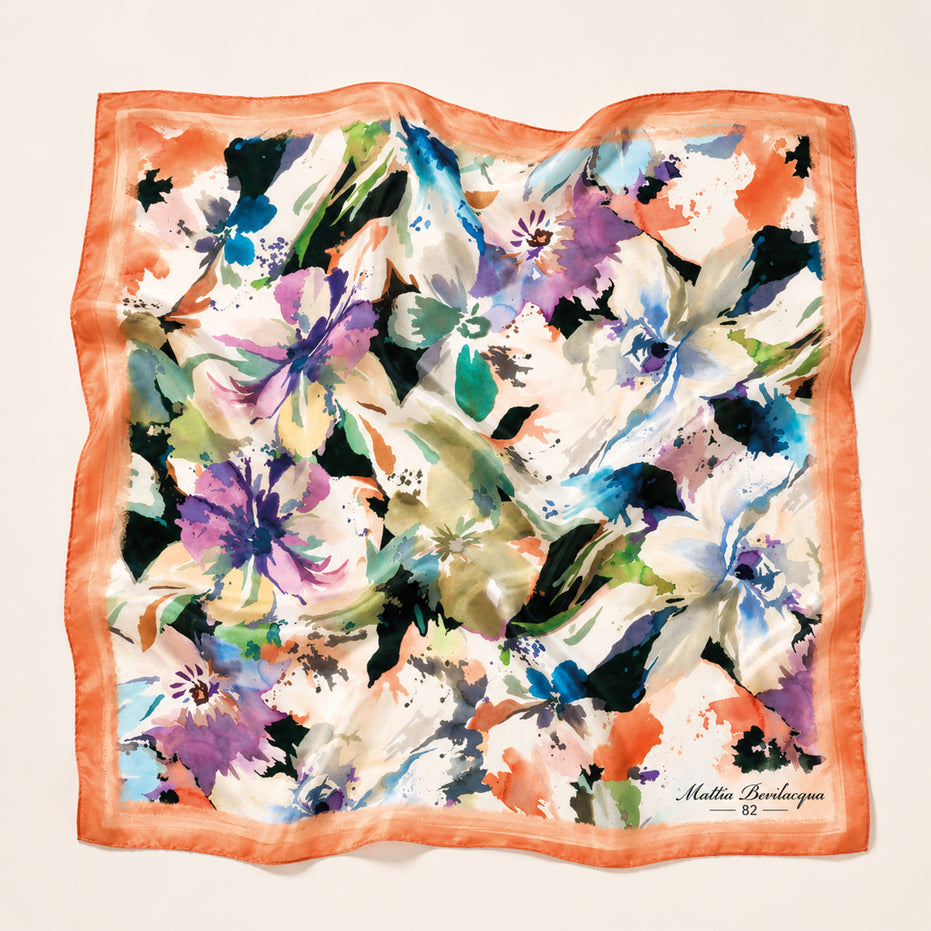 Foulard donna in pura seta – Stampa Watercolor Floral