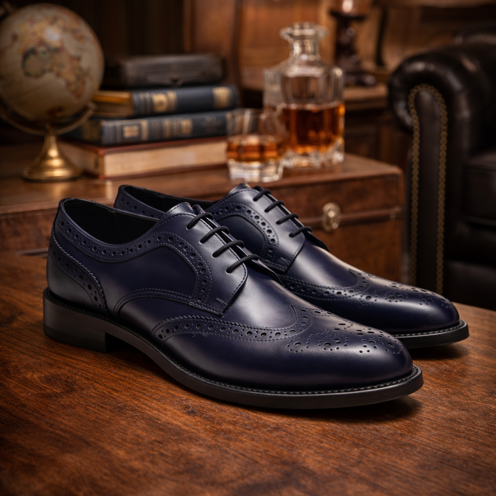 Scarpe - Derby brogue da uomo in vitello spazzolato ricamato