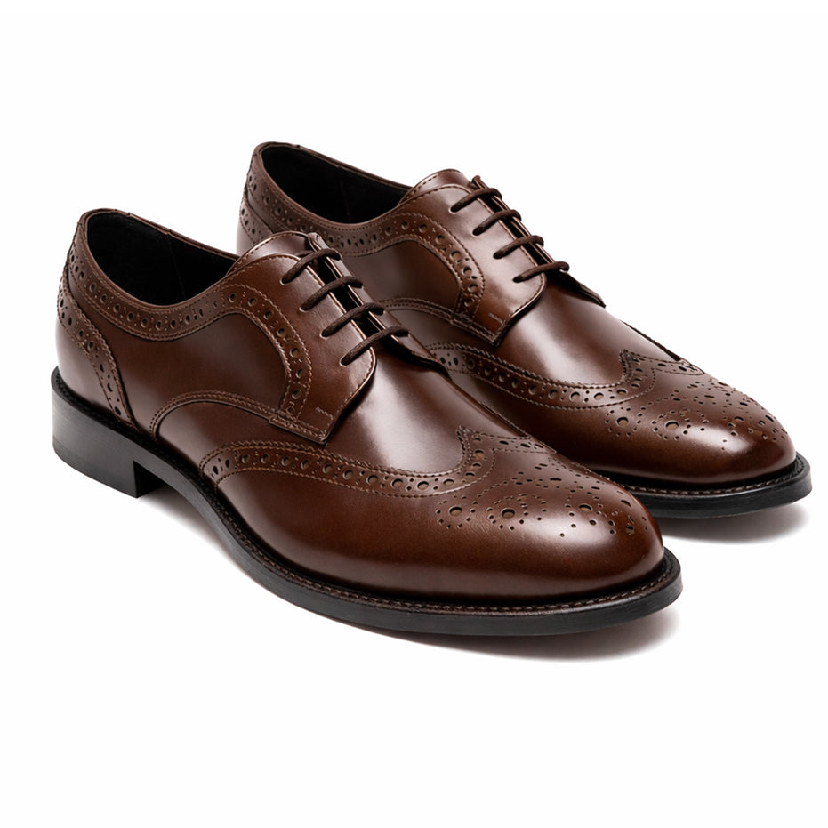Scarpe - Derby brogue da uomo in vitello spazzolato ricamato