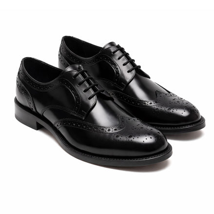 Scarpe - Derby brogue da uomo in vitello spazzolato ricamato
