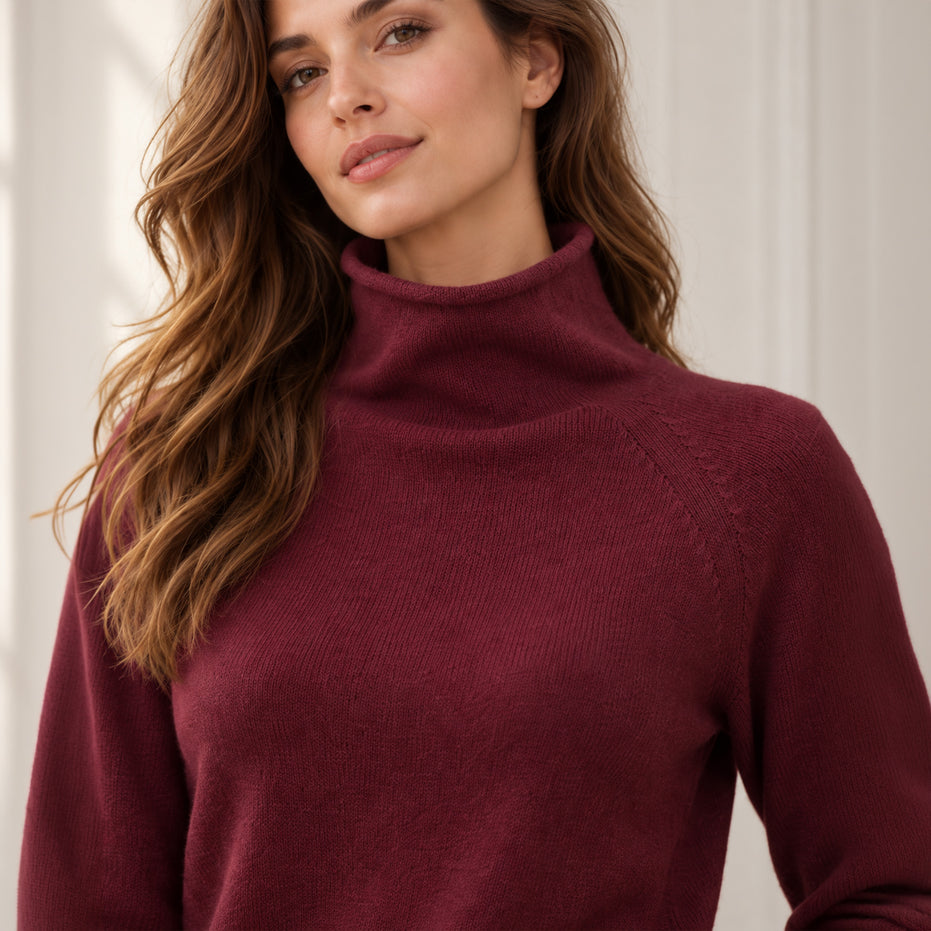 Maglia Donna in Lana e Cashmere con Collo a Cratere