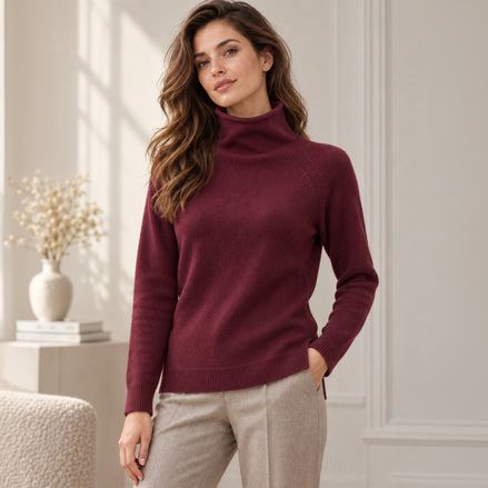 Maglia Donna in Lana e Cashmere con Collo a Cratere