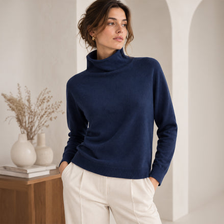 Maglia Donna in Lana e Cashmere con Collo a Cratere
