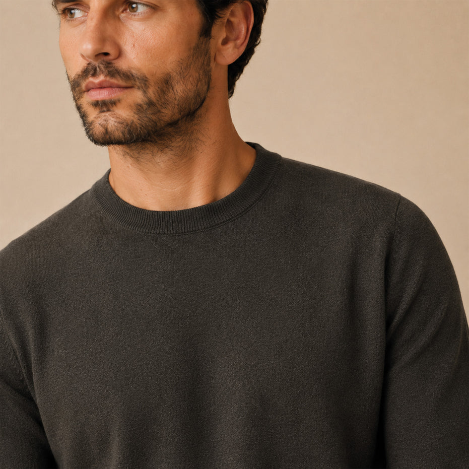 Maglione girocollo da uomo in lana extrafine merino – Finezza 12