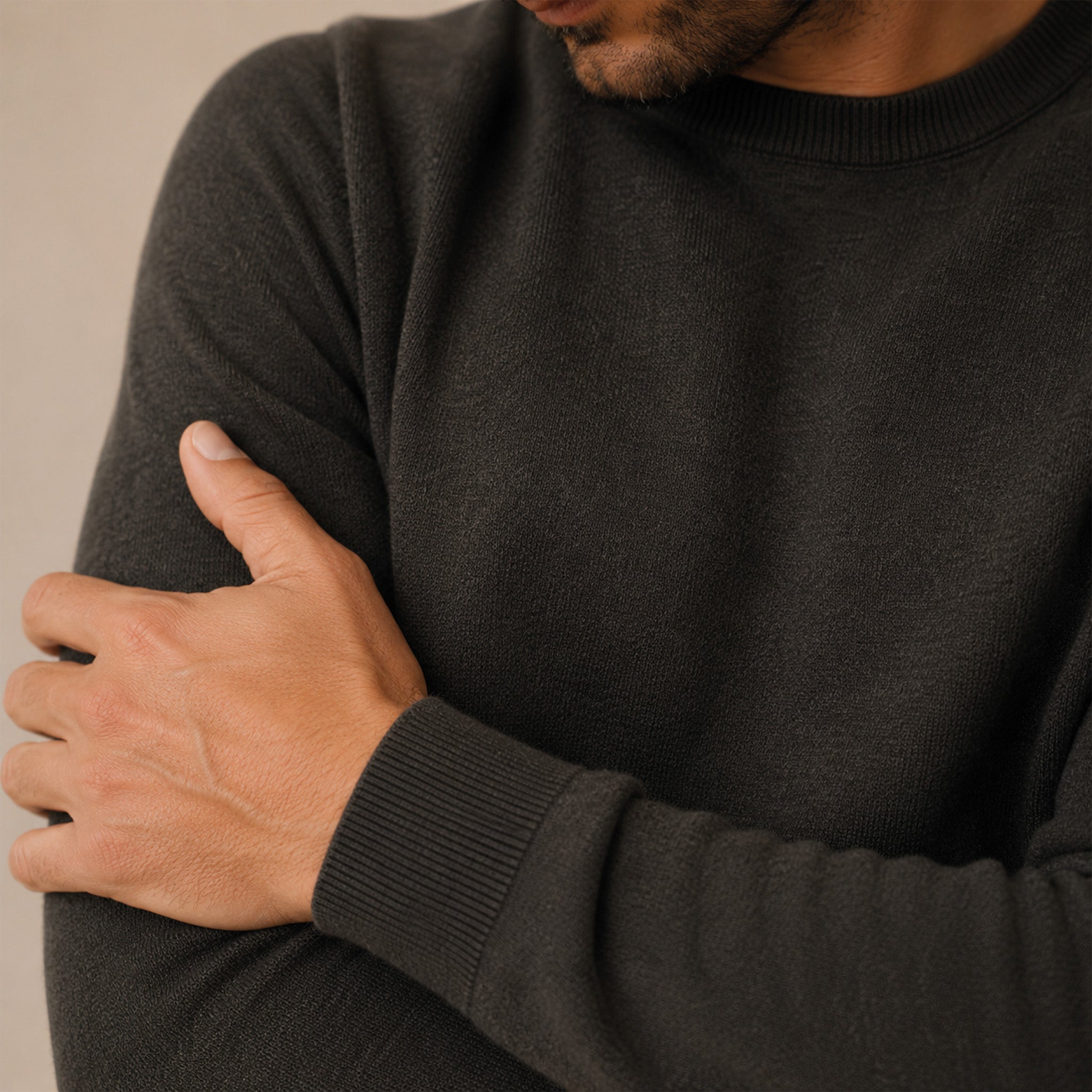 Maglione girocollo da uomo in lana extrafine merino – Finezza 12